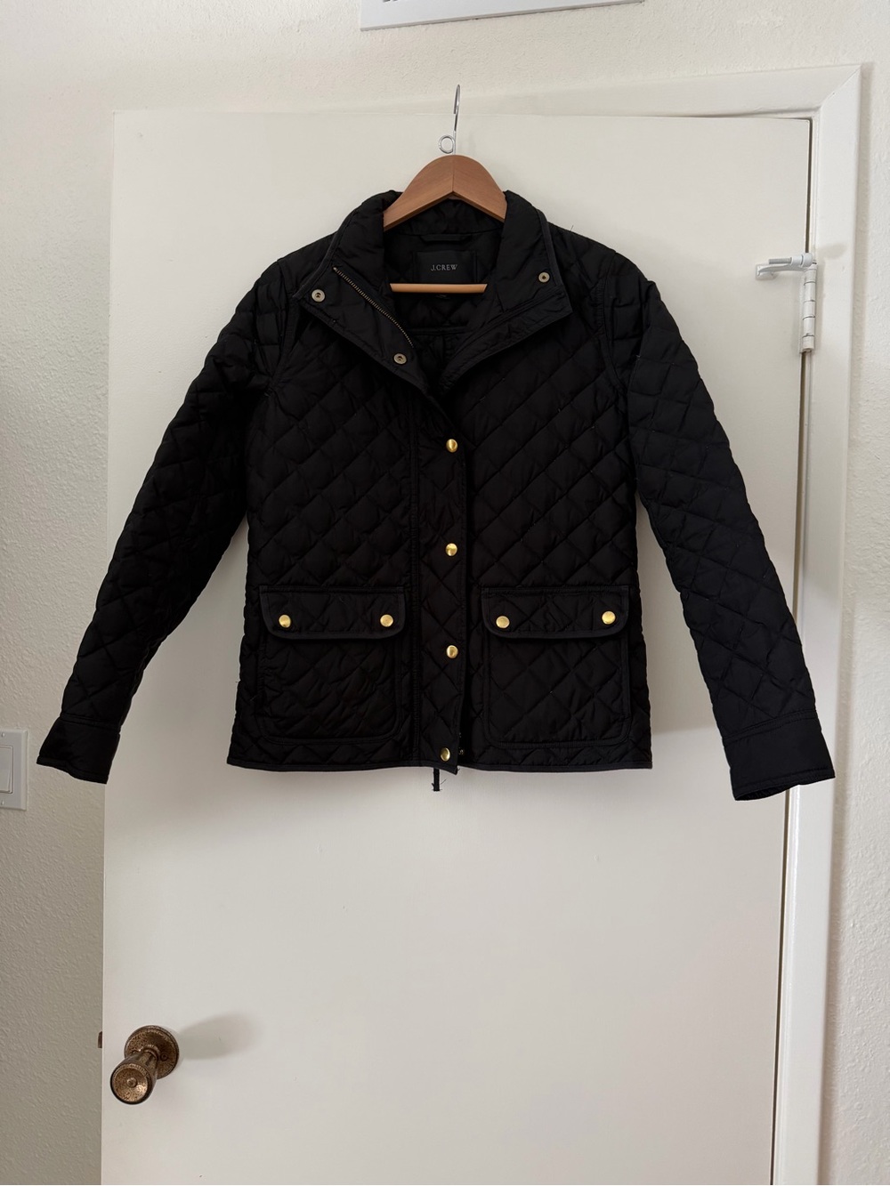 J. Crew Women's Black Quilted Button-Front Jacket